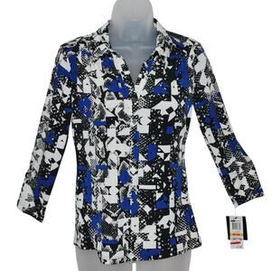 NWT Women's Blouse  PS Petite Small Alfani Geo Snake Pattern